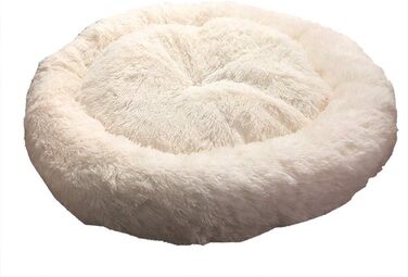 М'яке ліжко-софа для собак Deluxe, кругла, плюшеве, водонепроникне, для великих та екстра-великих собак, 80 см, білий колір