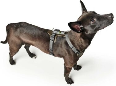 Нашийник для собак HUNTER AALBORG IXED, оливково-сірий, розмір M-L, з натуральної шкіри та нейлону, 5-рівневе регулювання, легкий, з пластиковими застібками, зроблене в Німеччині