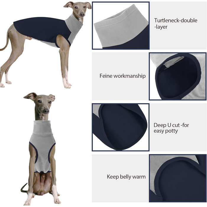 Пуловер для собак з флісу, блакитний - для великих порід, дихаючий та зручний - легко одягається, обхват грудей 55 см