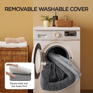 Ортопедичне ліжко для собак BEDSURE - 106x80 см, сіре. Зручне диван-лежанка для великих собак з ефектом пам'яті, антиковзаюче, миється. Розміри: 106 x 80 x 17 см