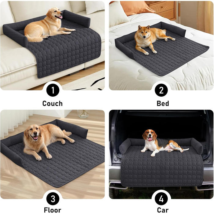OKYUK Преміум лежанка для собак - захист дивану для тварин, ручної роботи та пральна подушка для собак, м'яка лежанка для собак для всіх розмірів (75 x 75 см) (90 x 90 x 10 см, колір: темно-сірий)