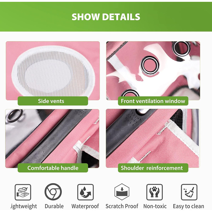 PETCUTE Рюкзак для собак і котів, дихаючий, прозорий, з підкладкою, для подорожей, дозволений авіакомпаніями, рожевий