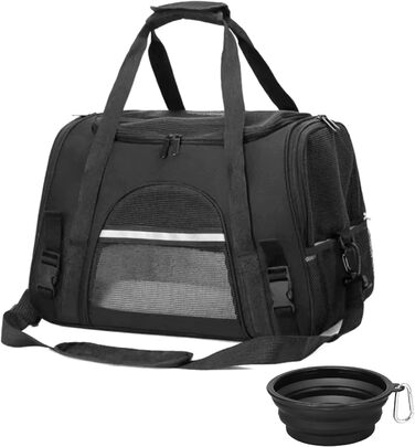 Транспортна переноска для котів та собак, складана, чорна. Дыхаюча переноска-бокс для тварин для ветеринара, авто, літака, поїзда