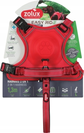 Шлейка для собак (розмір L), червона, з інтегрованою ручкою-поводцем + ласощі з лосося