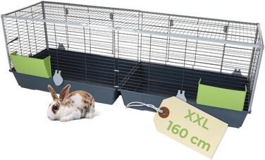 Клітка для кроликів XXL Indoor/Outdoor, 160 см, для морських свинок та кроликів, з годівницею, клітка для дрібних тварин