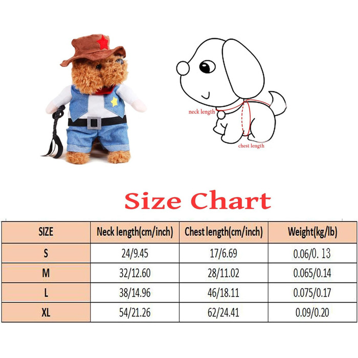 Костюм на честь Halloween для собак та котів XIAOYU: Ковбойська куртка та капелюх, супер милий косплей для маленьких тварин