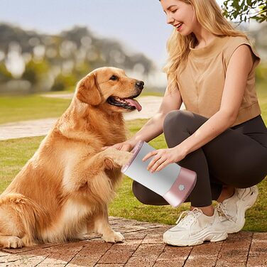 Електрична мийка для лап собак - портативна чаша для миття лап | Зручна автоматична мийка для собак та котів, інструмент для догляду за дрібними, середніми та великими тваринами, біло-рожевий колір