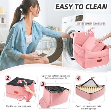 Автокрісло для собак маленьких та середніх порід, рожеве. З кишенями для зберігання та поворотком для повідка. Зручне автоліжко для собак на заднє або переднє сидіння