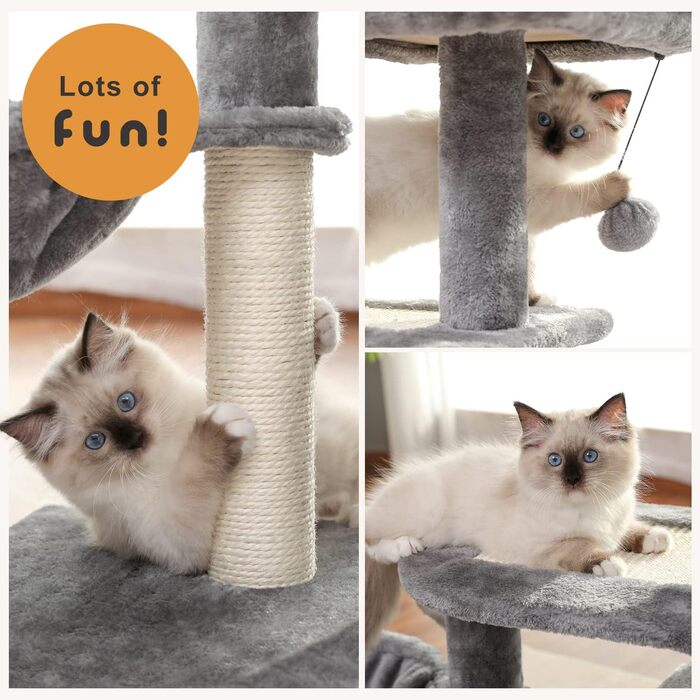 PAWZ Road Когтеточка для маленьких котів, м'який плюшевий котячий будиночок з глибоким гамаком і стовпчиком із сизалю для кошенят