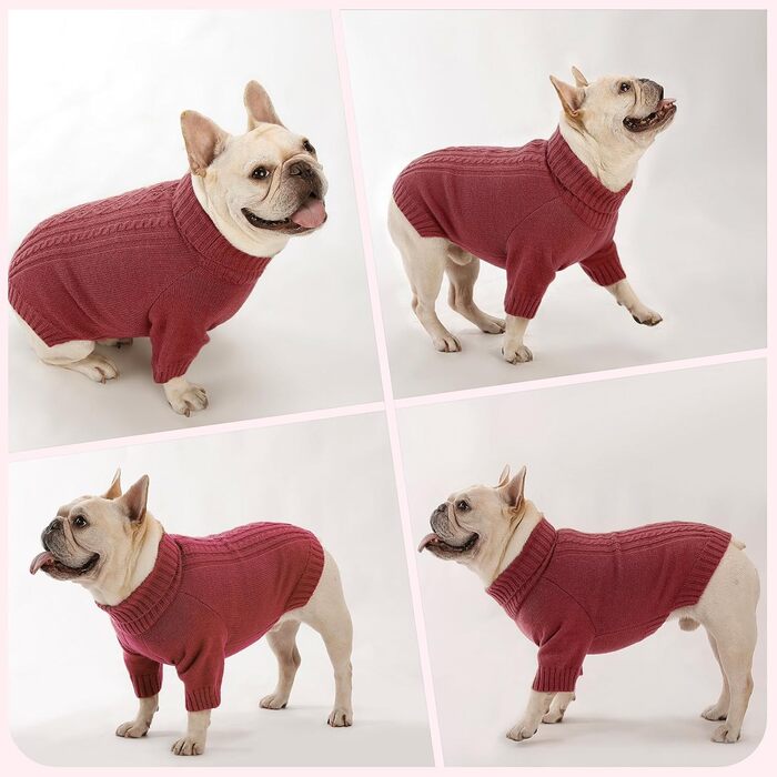 Теплий в'язаний пуловер для собак з коміром-горловиною. Підходить для маленьких, середніх собак, цуценят та котів. Колір: червоний