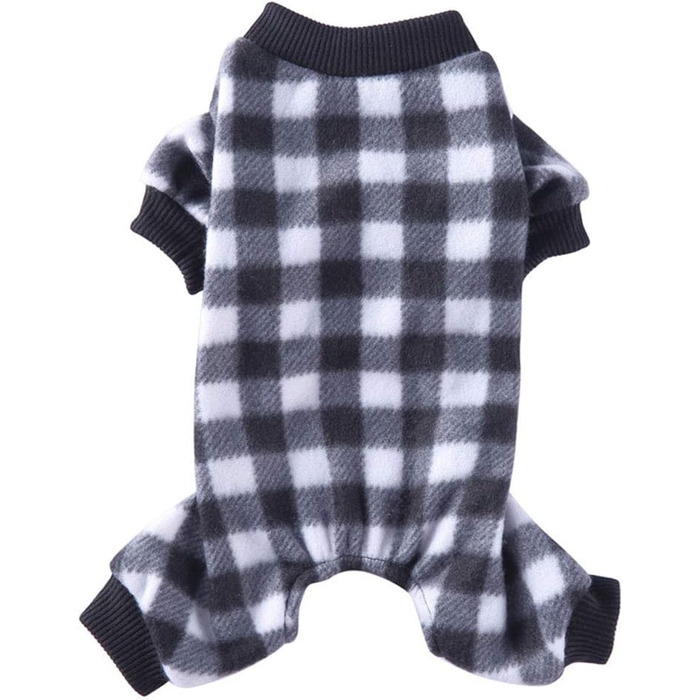 Теплий флісовий халат для собак, м'який одяг для собак, комбінезон для собак, теплий, бавовняний одяг для маленьких собак та котів (Чорний/Білий в клітинку, S)