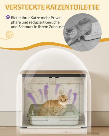 Драбина-кіготь для котів з туалетом, годівницею, 173 см, велика платформа, мотузка сизаль, гамак, знімний килимок, іграшки-кульки, білий та коричневий колір CB89014WT