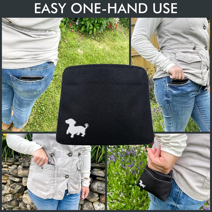 Сумка для ласощів для собак - компактна сумка для тренувань з магнітним закриттям - аксесуар для собак, чорна з сірою підкладкою Small