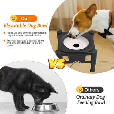 Підвищений годівниця для собак Felenny, 3 регульовані висоти, антипроливання, повільний диспенсер для води та корму, великі, середні та малі породи собак та котів