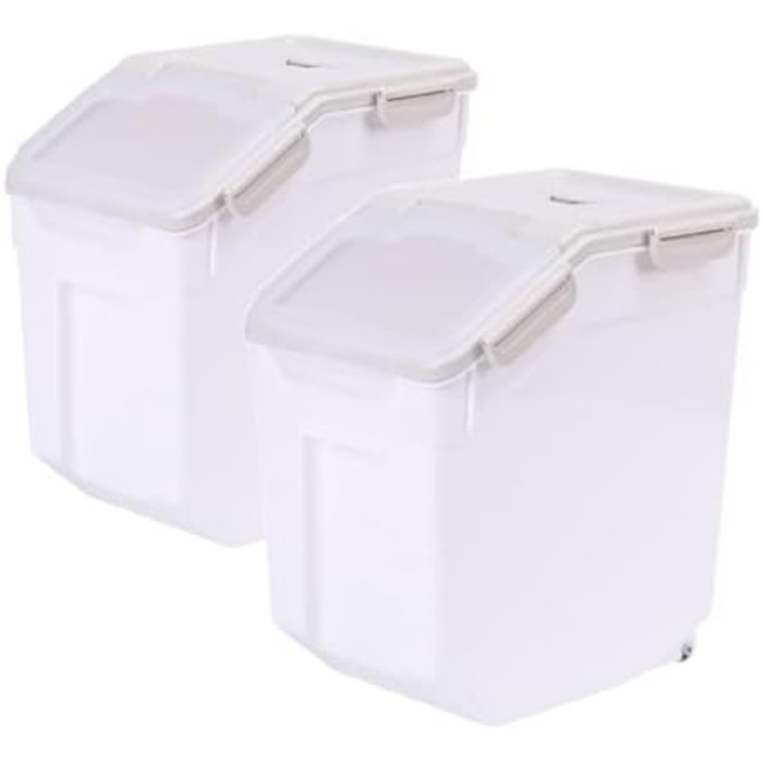 Контейнер для зберігання корму для собак великого об'єму (13,6 кг) з ложкою та мірним стаканчиком, 2 шт. (сірий)