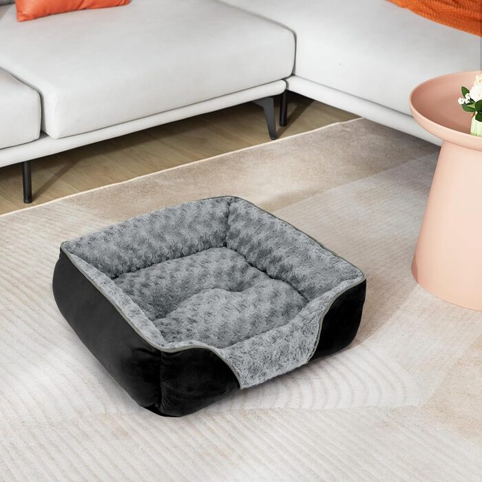 Ортопедичне ліжко для собак Invenco, прямокутне, миється, м'яке, чорне, M (63x53x20 см)