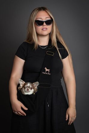 Трасик для собак Noah & Paw: переноска для маленьких собак до 5 кг, преміум денім, регульований ремінь, м'яке хутро, подвійний захист