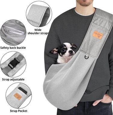 Сумка-переноска для собак Vrbabies, для маленьких собак та інших домашніх тварин до 5 кг, регульована, сітчаста, з клямками та застібками