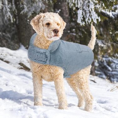 Теплий зимовий одяг для собак CITE TOILE з захистом живота, зимова куртка для собак з світловідбиваючими елементами, двостороння куртка для собак з отвором для шлейки, XXL (X-Large, самт блакитний)