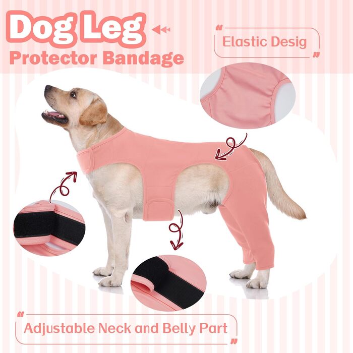 Комбінезон для собак після операції на ногах, захист від витікання, запобігає інфекціям, розмір L, рожевий