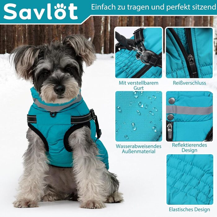 Водонепроникний теплий зимовий теплий куртка для собак та котів. Зелений, на блискавці