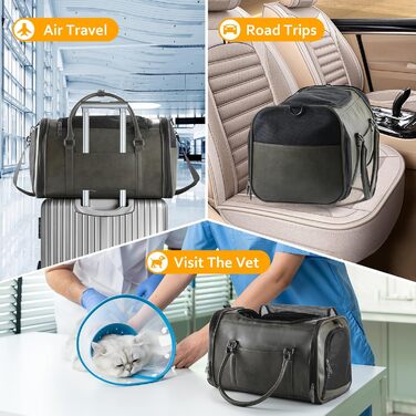 Сумка-переноска для тварин Johomviin: стильна сумка з екошкіри для собак та котів до 6,8 кг, схвалена авіакомпаніями, з дихаючою сіткою та плечовим ременем (зелена)