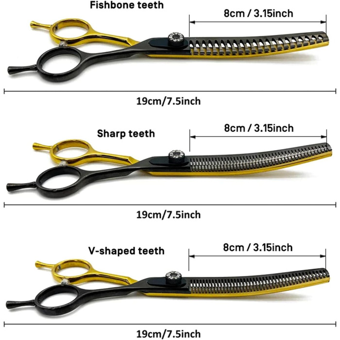 Професійна філірувальна ножиця Profi 7,5 дюймів для собак, котів та інших домашніх тварин. Ножиці для грумінгу з регульованим гвинтом, нержавіюча сталь 440C (тонке розрідження 60%-70%)