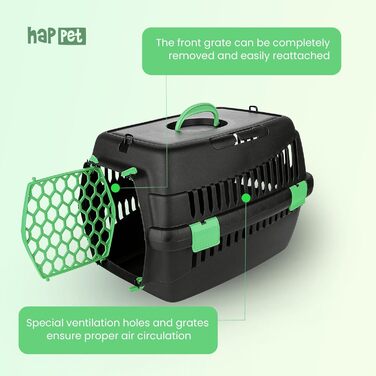 Транспортна переноска для котів та собак HAPPET Tiertransportbox Teddy M, темно-сіра, 56x37x37 см – міцна, добре провітрювана, портативна переноска для подорожей