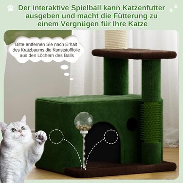 Котячий комплекс Kratzbaum 90 см: кігтеточка, будиночок та іграшки для котів (зелений)