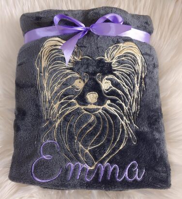 Персоналізована ковдра для собак з вишивкою породи та імені. М'яка ковдра для цуценят та собак, 130x170 см, для дому, авто, софи, сіра, washable