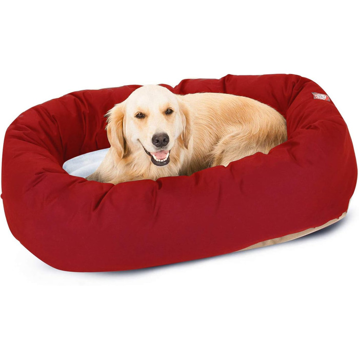 Кругле собаче ліжко Donut з підтримкою шиї, Sherpa, 61 x 45 x 17 см, S, для собак, миється, м'яке, комфортне, з підтримкою шиї, Majestic Pet