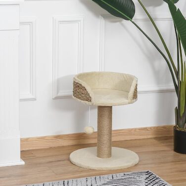 Кігтеточка PawHut для котів 49 см: кігтечопляльний комплекс з іграшкою, сизалеві стовпи, платформа, для маленьких котів (колір кавовий)