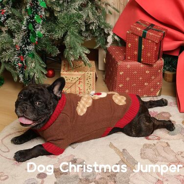Теплий рожевий пуловер для собак на Новий рік з отвором для шлейки, для мопсів, французьких бульдогів, цвергшнауцерів, розмір L