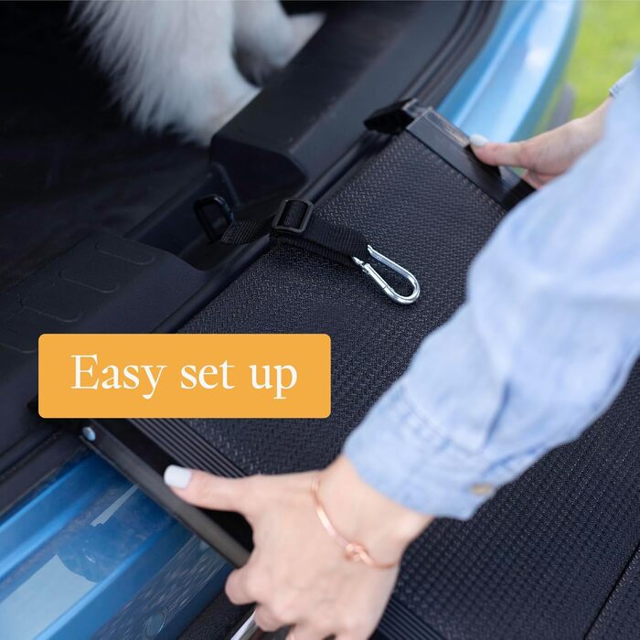 Рампа для собак Hakuna Pets Deluxe з алюмінію - портативна складна рамка для автомобілів, SUV та ліжок - неслизька поверхня для великих та маленьких собак - підтримує до 68 кг - легка та міцна