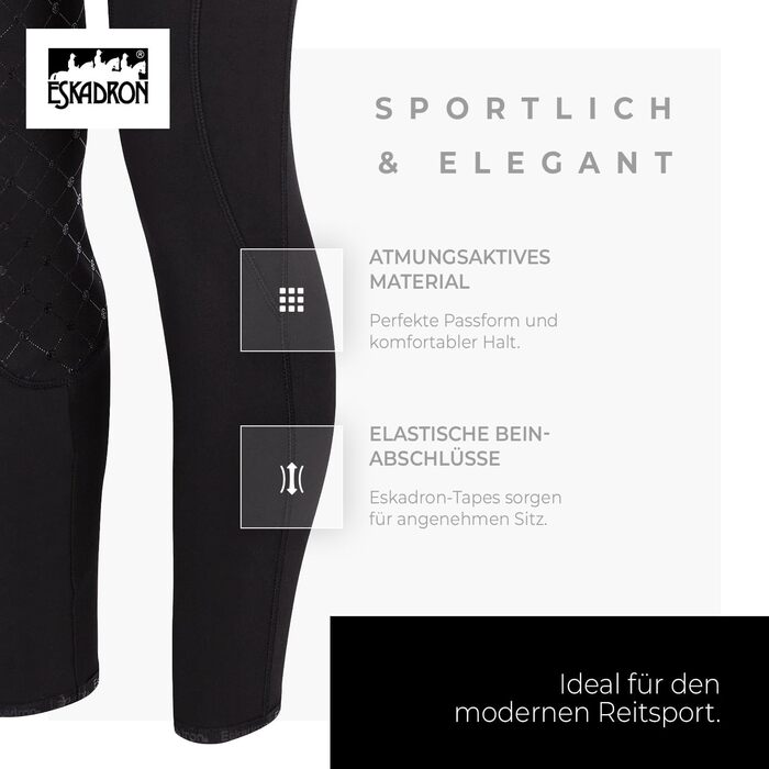 Ешкадрон рейтузи Riding Tight PRO: легкі, дихаючі рейтузи для верхової їзди з кишенями для телефону | Чорний L
