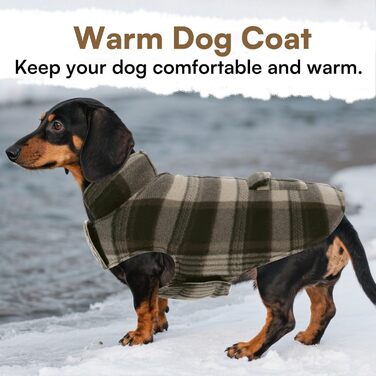 ASENKU Теплий зимовий одяг для собак маленьких порід. Зимова куртка для собак, флісова, реверсивна, водонепроникна, вітрозахисна, з отвором для повідка. Колір: зелений (M, коричневий)