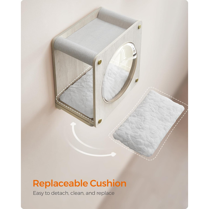 Дряпка для котів Feandrea Clickat Collection - 006, 100 см, з 2 стійками, печера для котів (M-010), монтаж на стіну