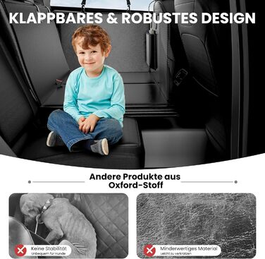 Захист для заднього сидіння автомобіля HiPetpy: водовідштовхувальна підстилка для собак з PU-шкіри, міцна (204 кг), антиковзаюча, для SUV, універсал, чорна