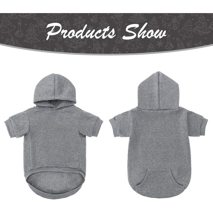 KOOLTAIL: Теплий пуловер з капюшоном для собак - м'який, з отвором для повідка та кишенею. Зимовий одяг для собак різних розмірів (X-Large/XX-Large, сірий)