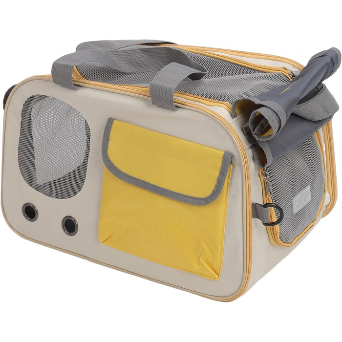 Транспортна переноска для котів та собак LUCKDANO, складана, з регульованим ременем, міцна, стильна (жовта)
