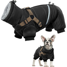 Зимовий теплий одяг для собак S, куртка для маленьких собак, теплий костюм для чихуахуа та бульдога (чорний, S)