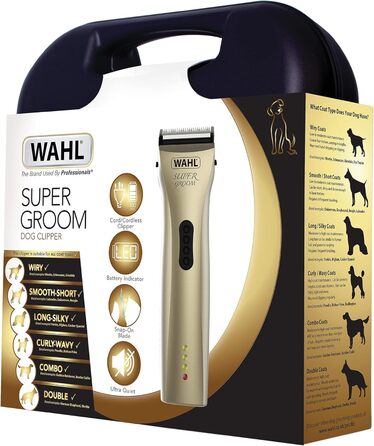 Набір для грумінгу собак та котів Wahl Supergroom Premium: бездротова машинка, преміум-якість, для всіх типів шерсті, тиха робота, 100 хвилин роботи