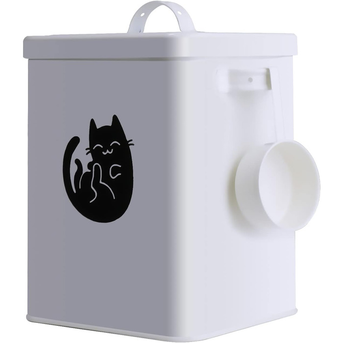 Металевий контейнер для корму для собак та котів з мірним стаканчиком, ложкою та іграшкою мишка, милий контейнер для зберігання корму (#3)