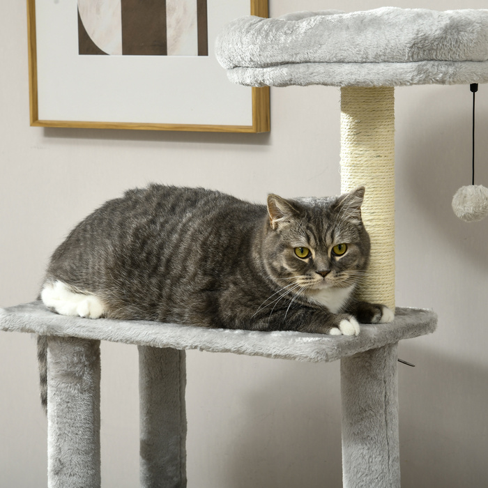 PawHut Cat Tree 1415см Cat Tree with Cat Cave Play Ball Підвісне ліжко 2 платформи Сизаль для любителів кішок