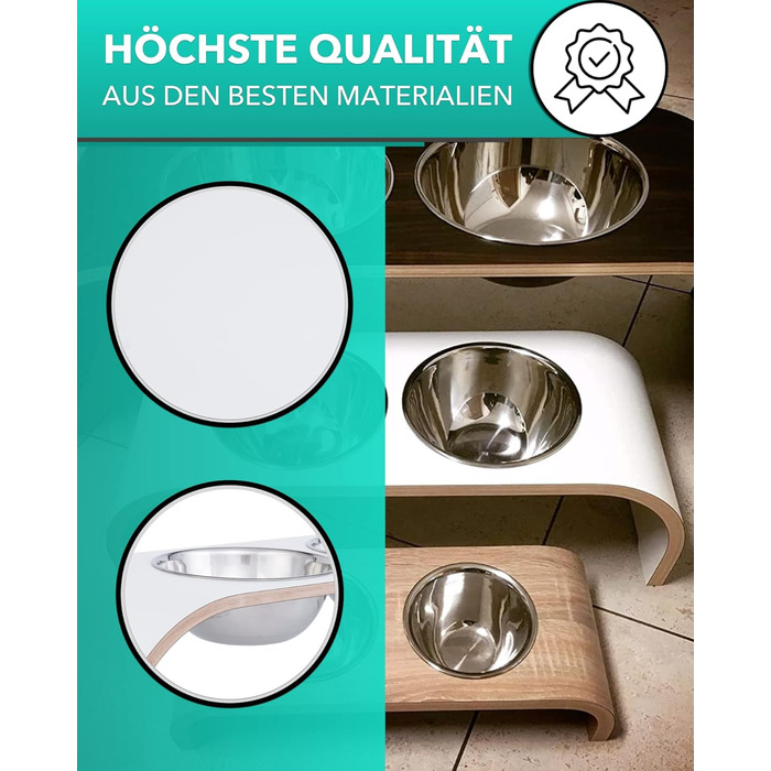 Набір мисок для собак ilaCasa - 2 шт. Підвищені, подвійні миски для корму та води. Підходить для собак великих порід, колір: білий