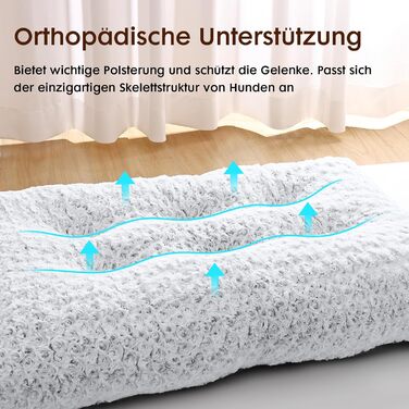 М'яке ортопедичне ліжко для собак Homaxy, великих порід, 120x74x10 см, біле. Зручна, з антиковзним покриттям, легко миється.