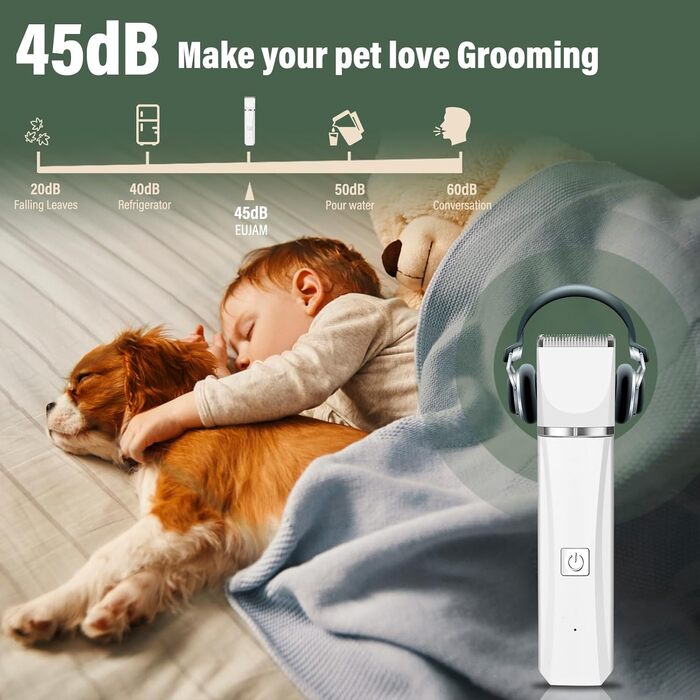 Машинка для стрижки собак EUJAM 4-в-1: професійна, миється (IPX7), для грумінгу лап, очей, вух та обличчя