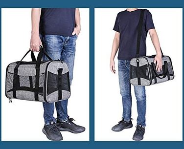 Транспортна переноска для котів та собак, складана, з м'якою підстилкою та плечовим ременем