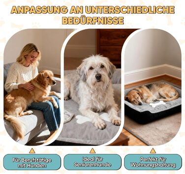 Ліжко для собак 90x70 см з подушкою у вигляді кістки та легкою ковдрою, м'яке диванчик для собак середніх порід з короткого хутра, миється, кошик для собак з неслизьким дном