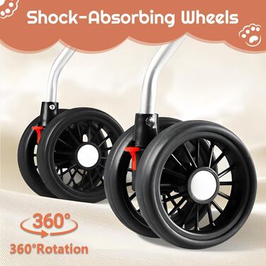 Візок для тварин Simcat: для собак та котів, складний, з гумовими колесами 360° (сірий)